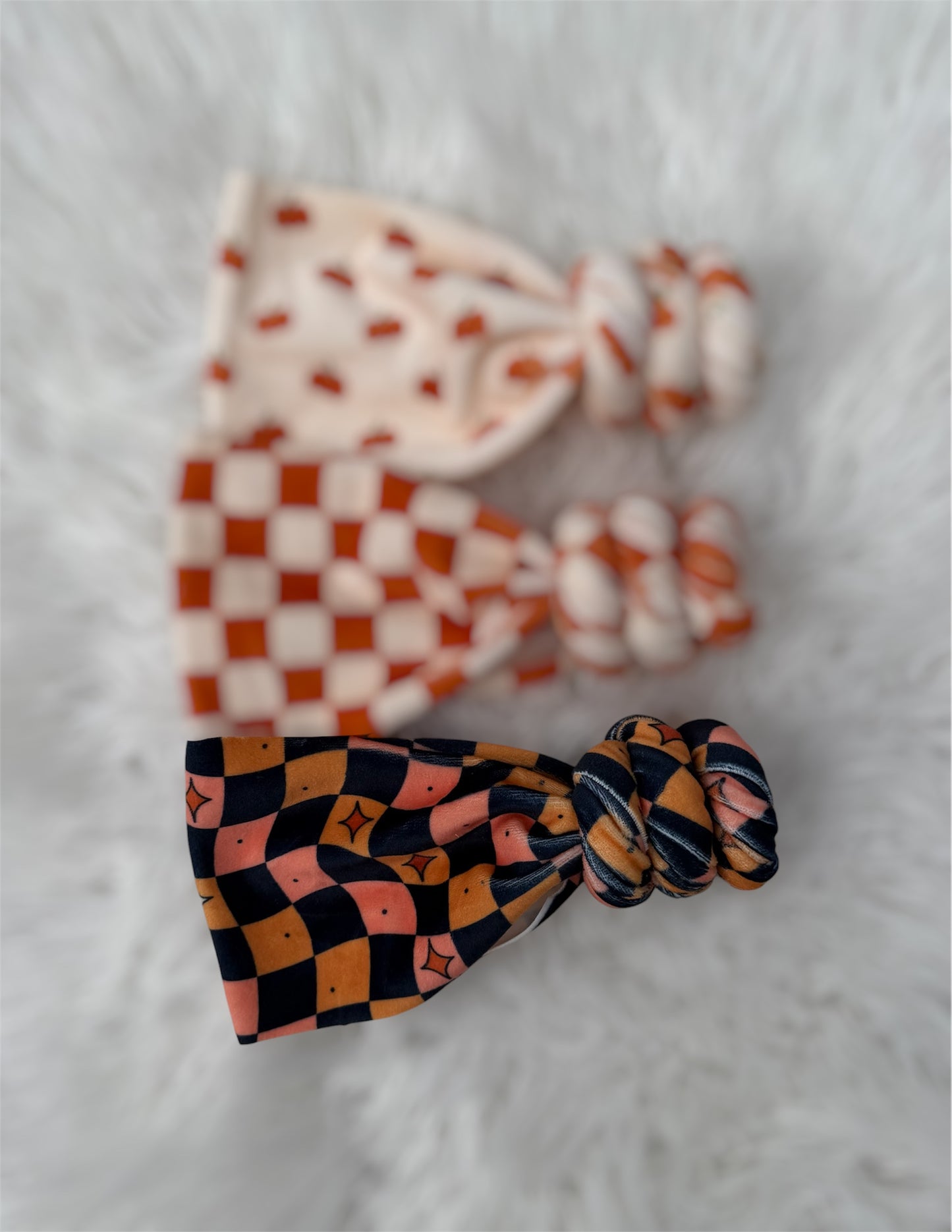 Groovy Checkered Fall Plush Bows
