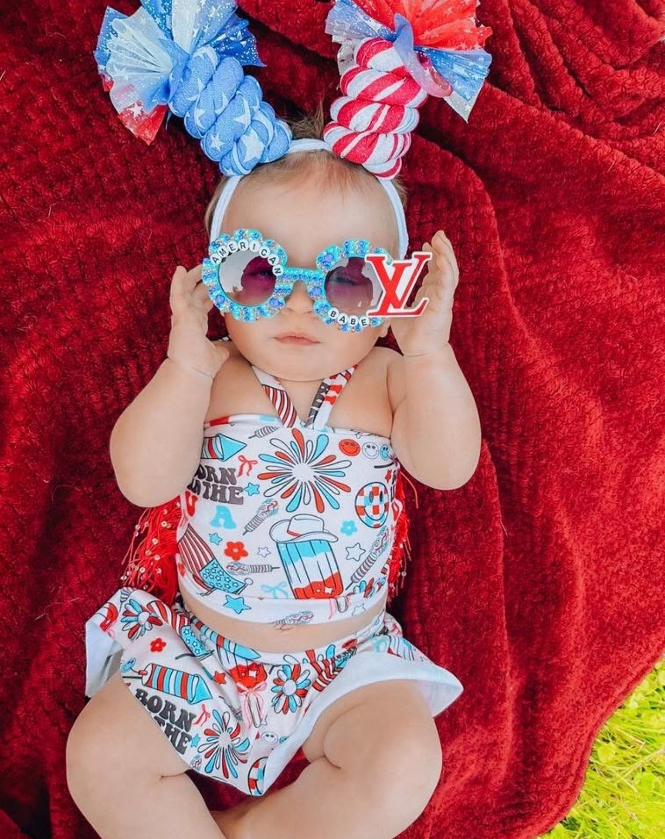 Stars and Stripes spacebuns wrap or clip