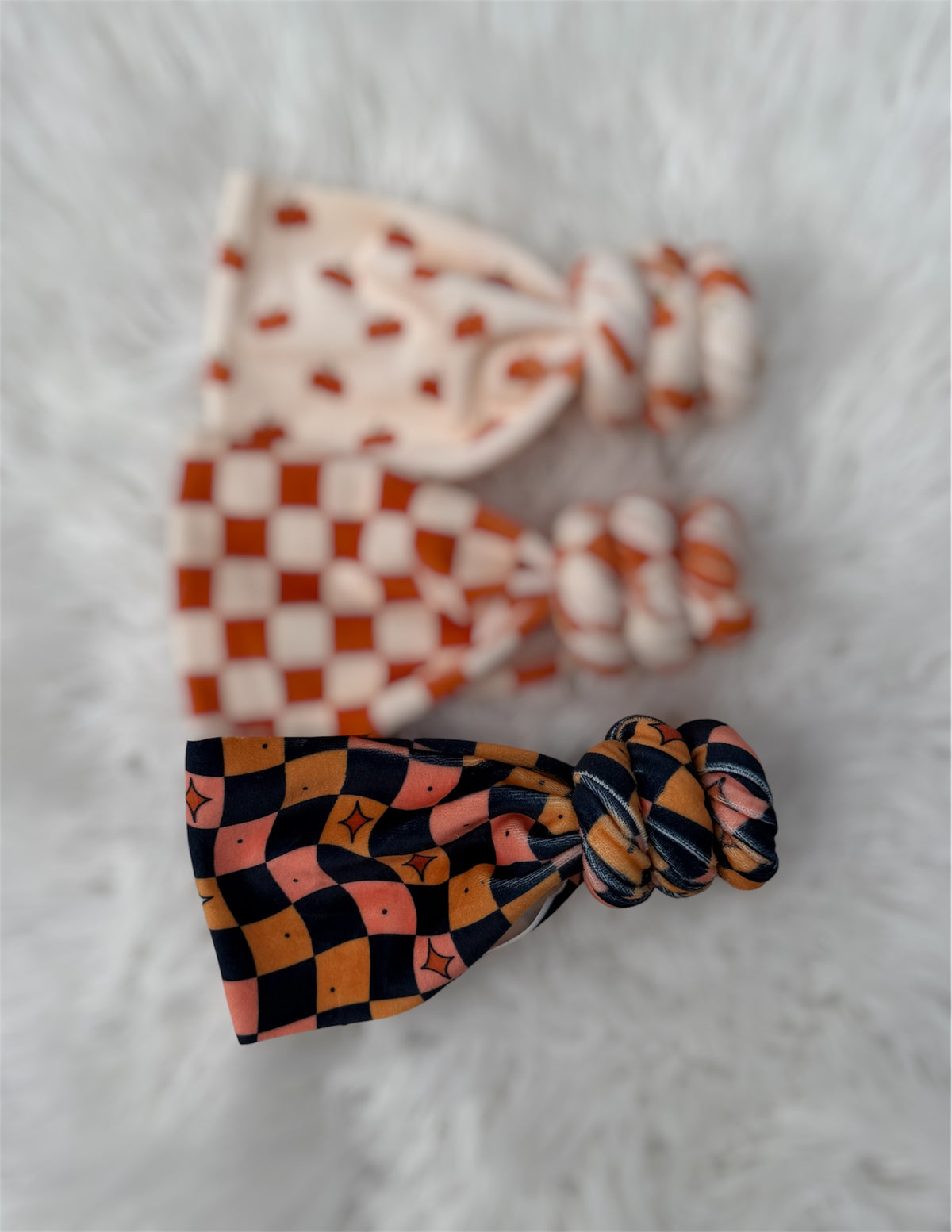 Groovy Checkered Fall Plush Bows