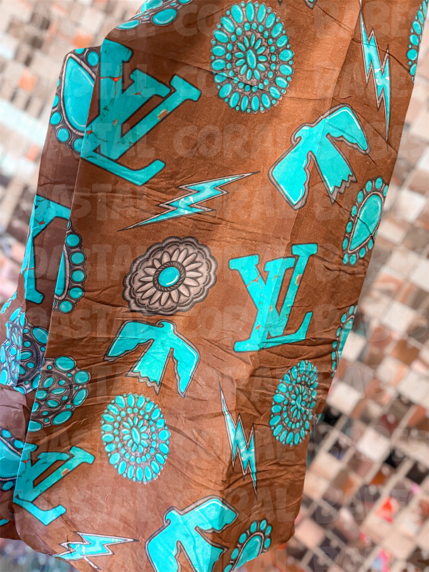 Western Brown Checkered Fitted Crib Sheet