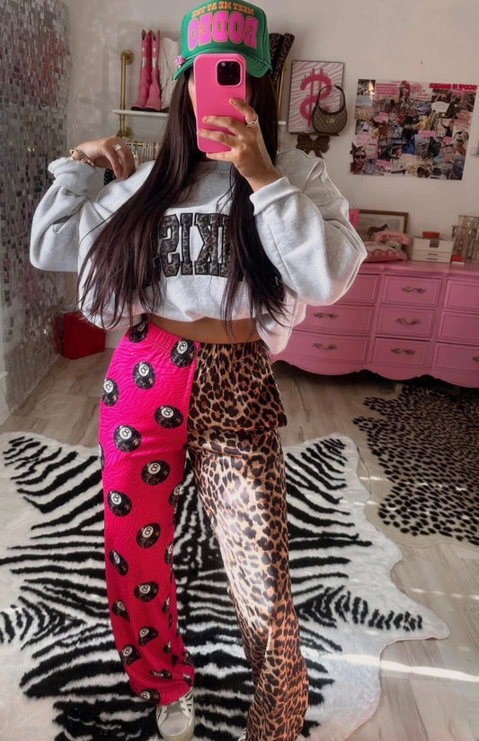 RTS leopard + camo 8 ball split pants